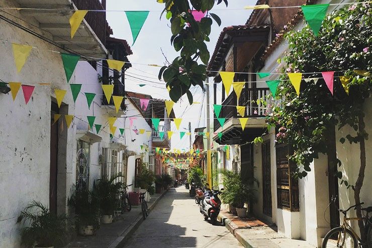 A photo of the Getsemani neighborhood in Cartagena in queer Colombia.