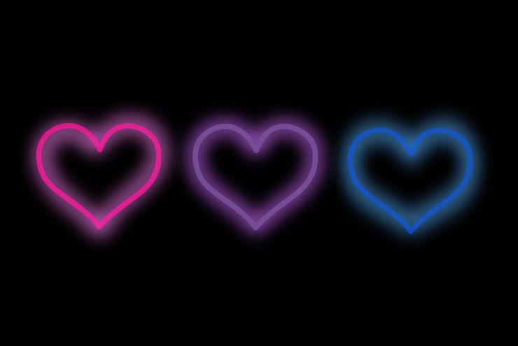 An illustration of three bisexual hearts.