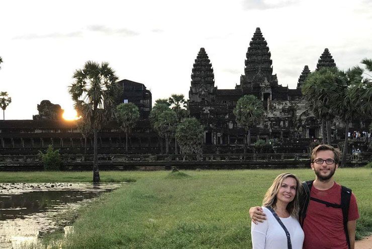 A photo of author Josh Inocéncio at Angkor Wat in Cambodia and Vietnam.