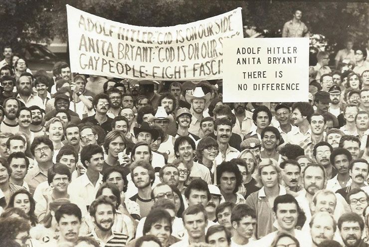 A photo of queer Houston participating in a Pride march against Anita Bryant.