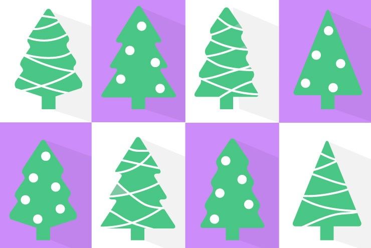 An illustration of Christmas trees for the holidays.