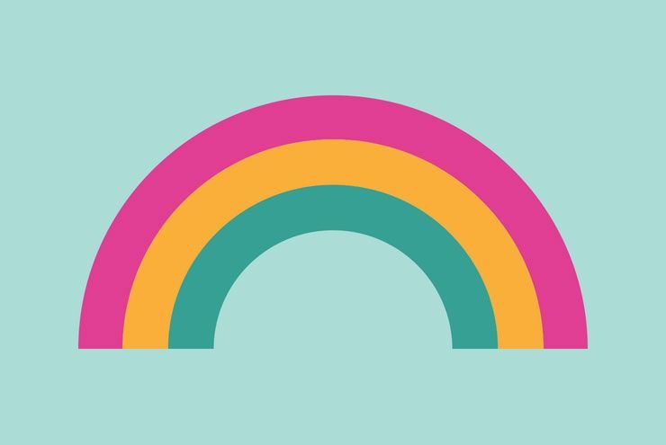 An illustration of a baby dyke rainbow.