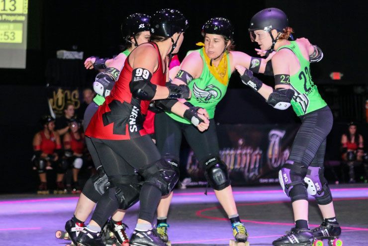 A photo of Houston Roller Derby Valkyries blocker 2xForce.