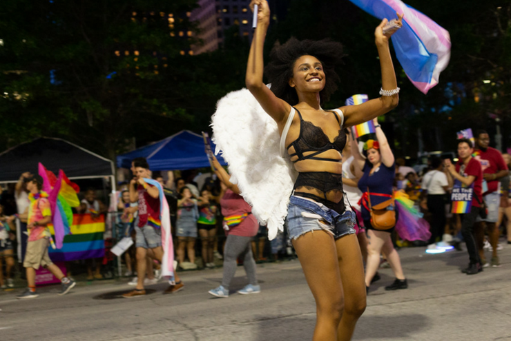 A photo of model and trans activist Jessica Zyrie at Houston Pride.