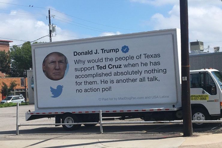 A photo of the Trump Tweet Truck.