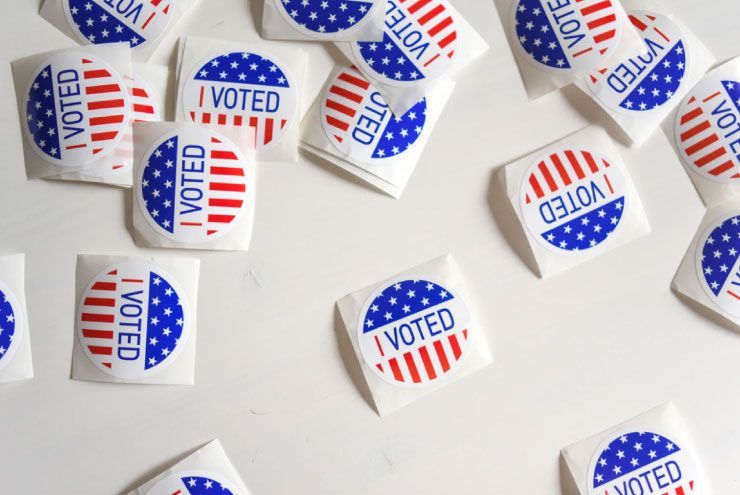 A photo of voting in the Democratic presidential primary.