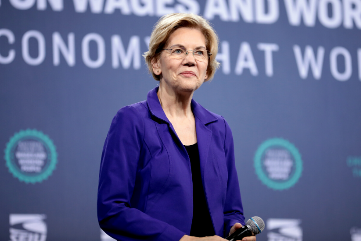 A photo of Democratic presidential primary candidate Senator Elizabeth Warren.