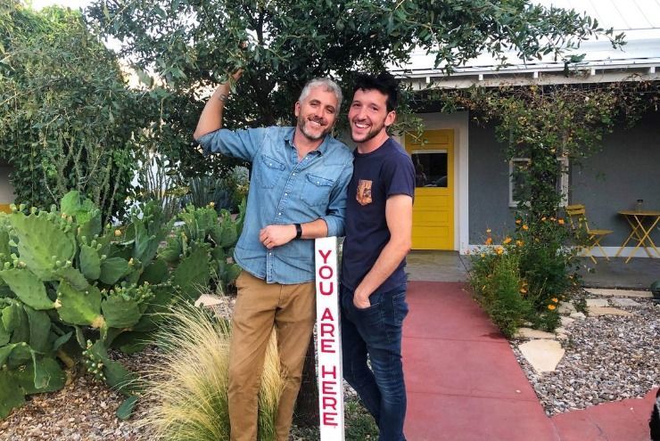 A photo of the Lincoln owners in Marfa, Texas.