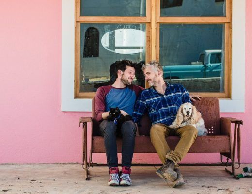 A photo of The Lincoln owners in Marfa, Texas.