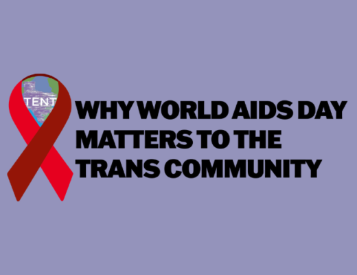 A photo of World AIDS Day and the trans community.