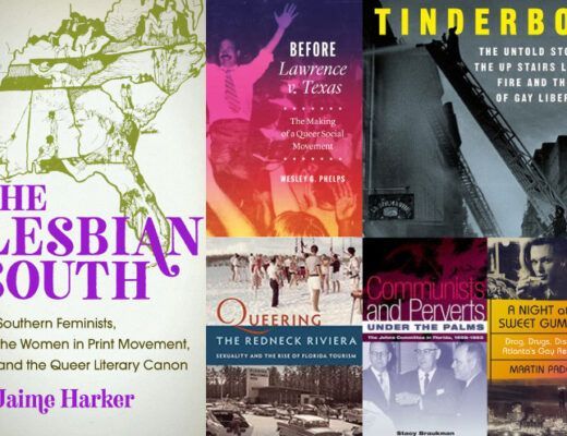A photo of books by historians of the queer South.