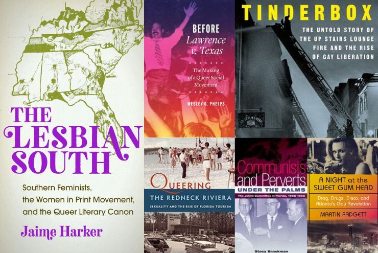 A photo of books by historians of the queer South.