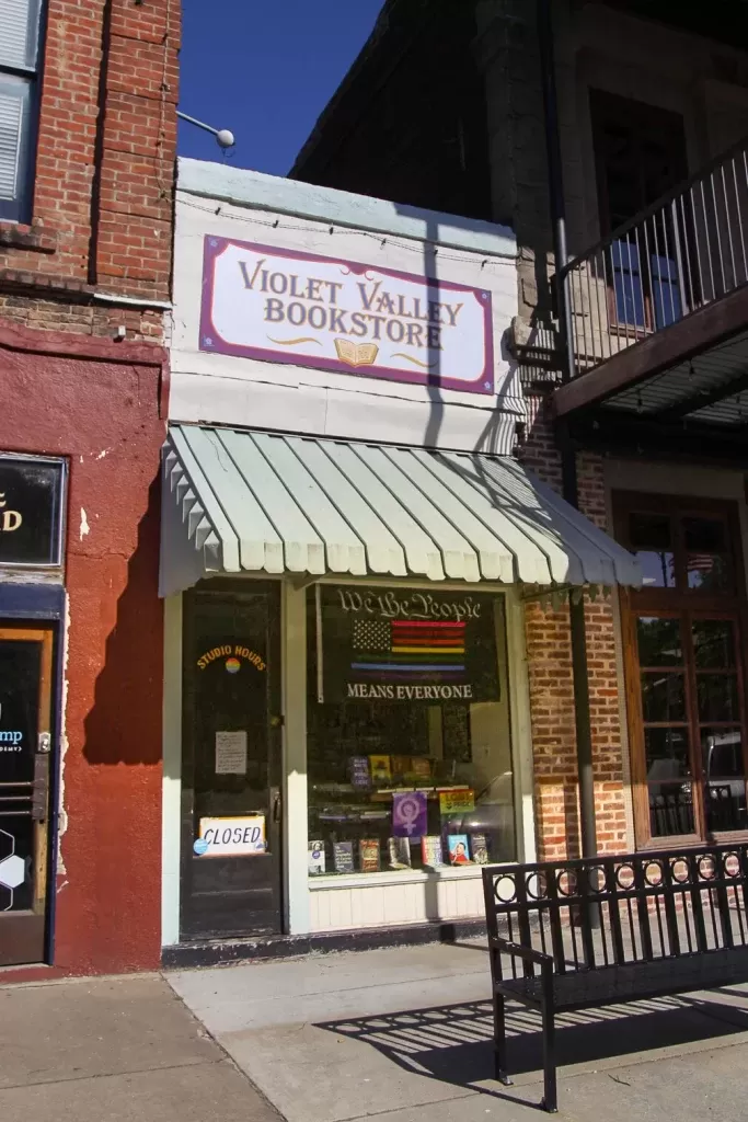 A photo of the Violet Valley Bookstore, run by Jaime Harker.