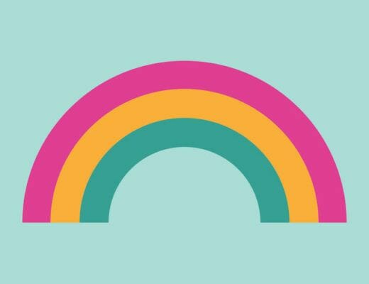 An illustration of a baby dyke rainbow.