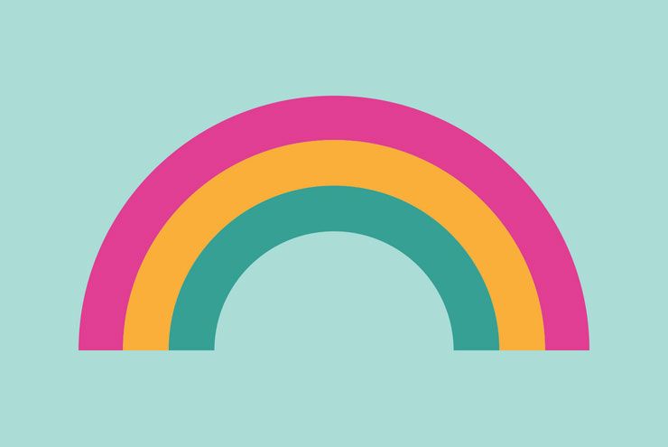An illustration of a baby dyke rainbow.